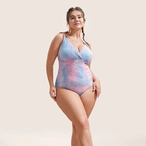 BloomChic Ombre Wrap One Piece Swimsuit 3X (22–24) Tummy Control Full Coverage